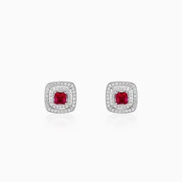 925 Silver Ruby Elegance Earrings Zircon Sterling Silver Stud Earring-image-4