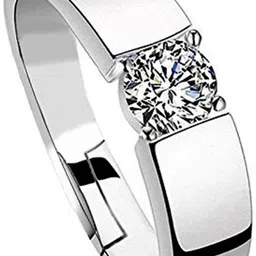 meenaz Rings for men boys boyfriend Adjustable Silver ring Ad Cz American diamond party Alloy, Steel, Metal, Brass, Copper, Stainless Steel, Stone Cubic Zirconia, Crystal, Diamond Rhodium, Platinum, Silver Plated Ring image 3