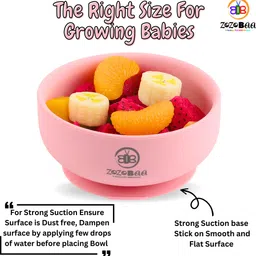 zozobaa Strong Suction Base Silicone Baby Bowl | BPA-Free, Babies First Stage Feeding- Food Grade Silicone image 4