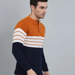 willey Men Striped, Colorblock Round Neck Multicolor Sweater-picture-13