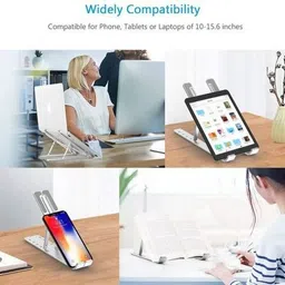 Tobo Click to open expanded view Laptop Stand, Tasshz Portable Laptop Desk Holder, 6-Levels Adjustable Notebook Riser Mount, Aluminum Ventilated Computer Stand for MacBook Pro Air, iPad, Lenovo, Dell, More 10-15.6” Laptops TD-01 LAPTOP Plastic Floor and Desk Stand Rotatable Laptop Stand with Adjustable Height Compatible with 40 - 44cm Laptops image 2