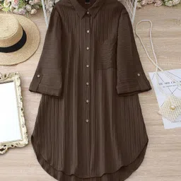 Women Shirt Brown Mini/Short Dress-image-14
