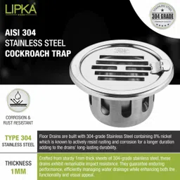 lipka Floor Stainless Steel Push Down Strainer image 4