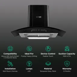 BLOWHOT Camellia BAC MS 90cm 1300m3/hr Ducted Auto Clean Wall Mounted Chimney with Motion Sensor Gesture (Black) image 3