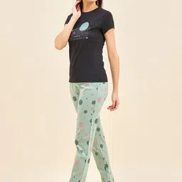 sweet dreams Women Night Suit Set Black Polka Print image 5