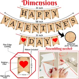 zyozique Red Valentine's Day Decorations Combo Banner,Heart Gartand Banner (Pack Of 16) image 3