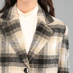 honnete 100 % Polyester Checkered Coat For Women image 5