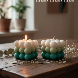 pickkart Bubble Candle, Decorative Ombre Green and White, Modern Geometric Design Candle image 4