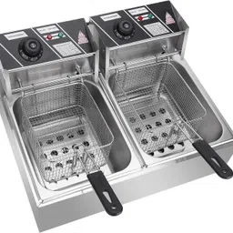 khushi udyog 12L Double Tank Electric Deep Fryer 2 Baskets Stainless Steel Restaurant Use 12 L Electric Deep Fryer image 1