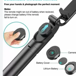 WauroNix Travel-Friendly R1 Selfie Stick with Anti-Slip Grip & 360° Rotation Bluetooth Selfie Stick-image-3
