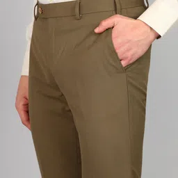 raymond Men Slim Fit Dark Green Polyester Trousers image 5