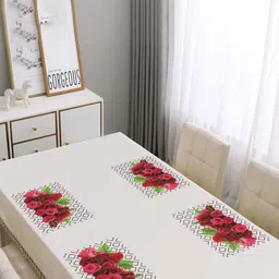 Dakshya Industries Blossom White & Red 4 Pieces Floral Printed Waterproof Table Placemats image 2