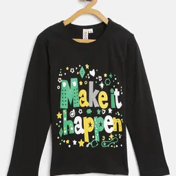 Kids On Board Black Make It Happen Printed Top-picture-29