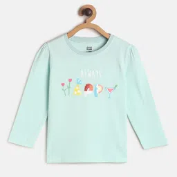 MINI KLUB Mint Green Graphic Printed Round-Neck Regular Top image 1