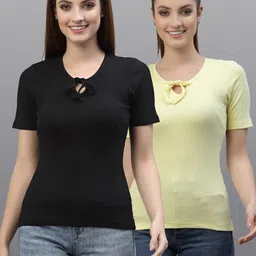Friskers Black and Yellow Keyhole Neck Organic Cotton Top-image-47
