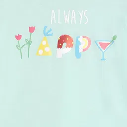 MINI KLUB Mint Green Graphic Printed Round-Neck Regular Top image 3