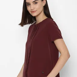 Allen Solly Woman Maroon Pleated Regular Top image 3