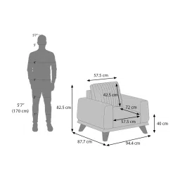 urban ladder create Granada Sofa Set (Colour: Sea Port Blue Velvet, Seater: 3+2+1) image 10