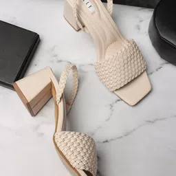 ELLE Textured Square Toe Block Heels-picture-32