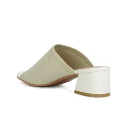London Rag Woven Design Peep Toe Block Heel Mules image 5