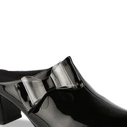 Shoetopia Black Textured Block Mules image 5