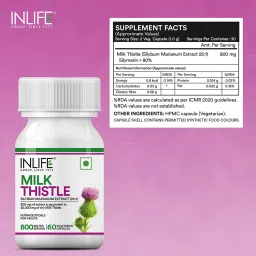 INLIFE Milk Thistle (800mg),  60 veggie capsule(s)  image 4