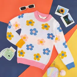 Pantaloons Junior Girls Floral Printed Acrylic Pullover-image-58