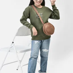 Crimsoune Club Girls Typography Printed Pullover-image-66