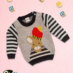 MeeMee Boys Grey & White Printed Pullover-picture-15