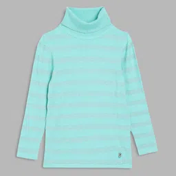 ELLE Girls Sea Green & Silver-Toned Striped Cotton Pullover Sweater-picture-36