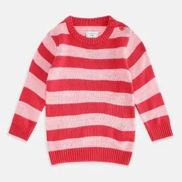 Pantaloons Baby Girls Pink & White Striped Pullover-picture-45