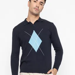 ARMISTO Geometric Printed Polo Collar Pure Cotton Pullover-picture-16