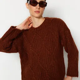 Trendyol Self Design Cable Knit Pullover-picture-30