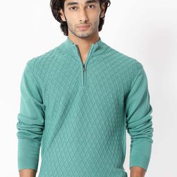 RARE RABBIT Men Troyo Regular Fit Mock Collar Sweater-picture-31