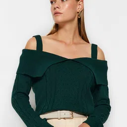 Trendyol Off Shoulder Acrylic Cable Knit Pullover-picture-36