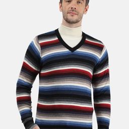 Monte Carlo Men Blue & Black Striped Pullover-picture-14