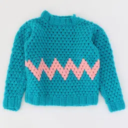 Woonie Unisex Kids Green & Peach-Coloured Pullover-picture-57