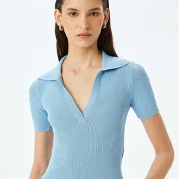 Koton Women Short Sleeves Shirt Collar Pullover-image-1