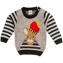 MeeMee Boys Grey & White Printed Pullover image 3