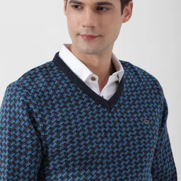 Peter England Casuals Geometric Self Designed Pure Acrylic Pullover image 2