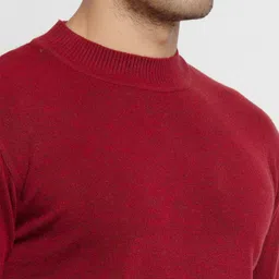 Status Quo Men Maroon Round Neck Acrylic Pullover image 3