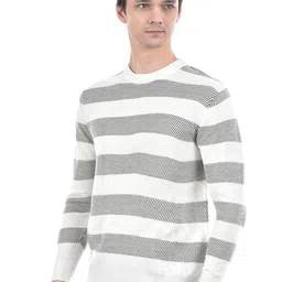 Numero Uno Striped Ribbed Acrylic Pullover image 4
