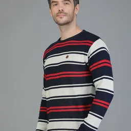 TQS Round Neck Striped Woolen Pullover image 4