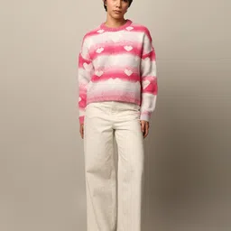 ONLY Women Printed Pullover with Fuzzy Detail image 2
