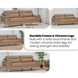 royaloak Harmony Leatherette 3 Seater Sofa in Brown Colour image 5