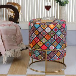 Shadowkart Blue Abstract Wooden Pouffes Sitting Mudda Ottomans-picture-21