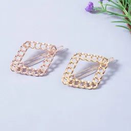 Golden Peacock Women Gold-Toned Set of 2 Bobby Pins-picture-35