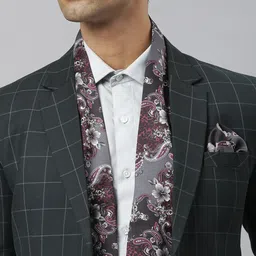 Tossido Men Burgundy & White Printed Stole & Pocket Square Set image 4