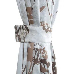 Deco Window Brown & Grey Set of 2 Floral Room Darkening Door Curtain image 3