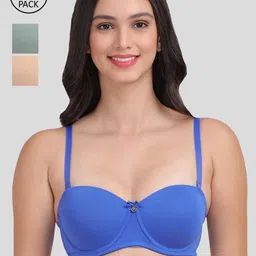 Amour Secret Nude-Coloured & Green Pack of 3 Underwired Lightly Padded Bra image 1